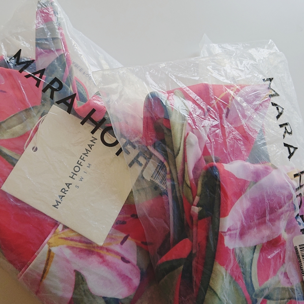 "SOLD" Mara Hoffman Abigail Goldie Red Lily Floral Bikini - Picture 12 of 12